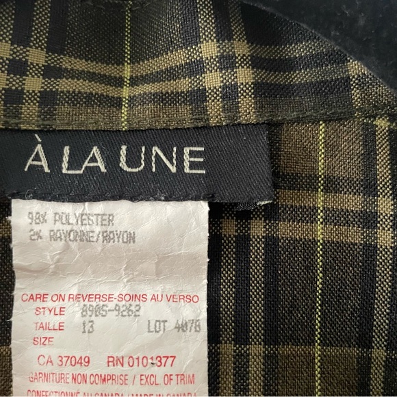 Vintage green checkered vest, US Size L - Picture 2 of 3